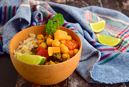 image: Chickpea, Spinach, and Sweet Potato Brown Rice Bowl